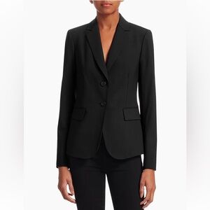 Theory Carissa Wool Blend Classic Black 2-Button Blazer Size 0 Retail $435